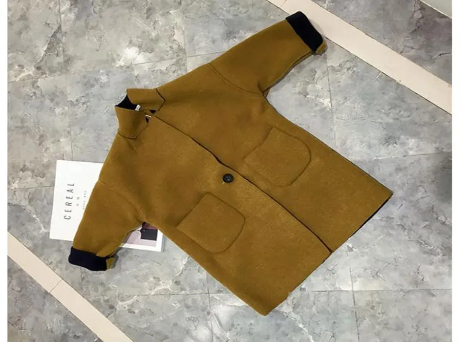 Confortáveis do Bebê Nova Moda Primavera Outono Meninas Crianças lã Fina Jaqueta Cabolsa Exterior Roupas Cor Amarela Escura 2020 10 High Quality Mamãe e Bebê