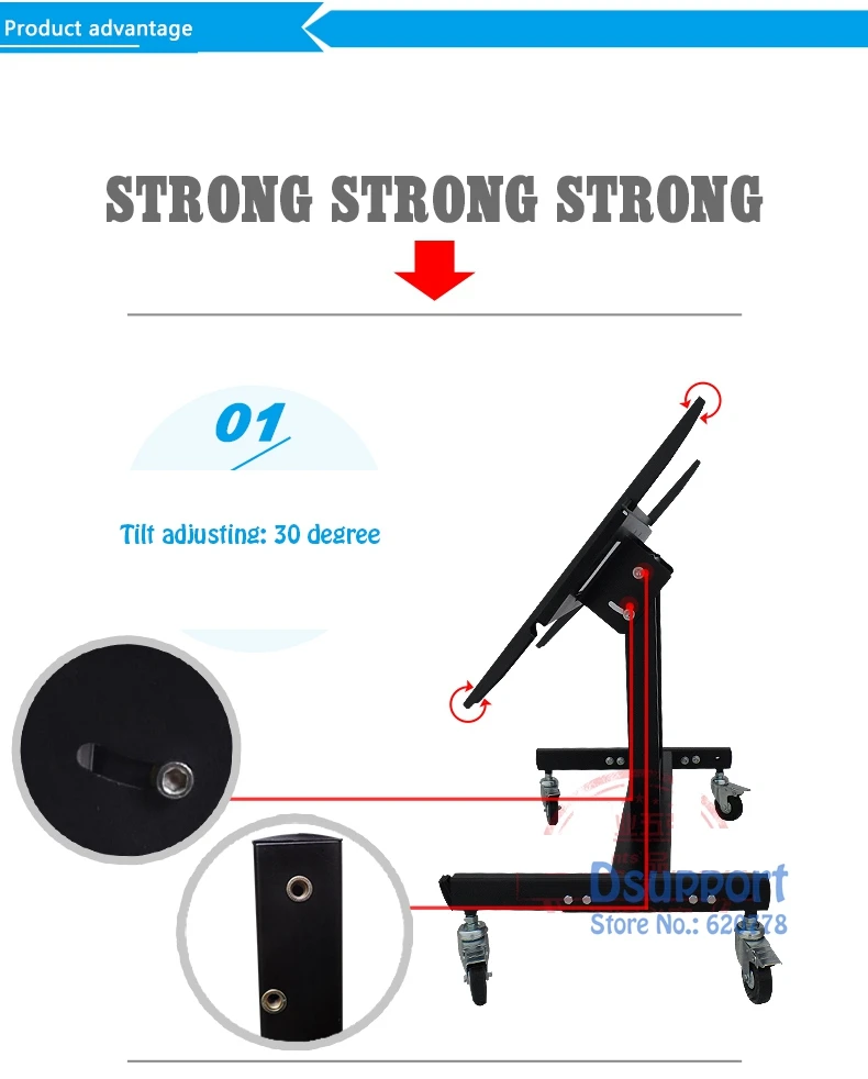 Rolling TV Mount Stand Trolley 32-65inch Plasma