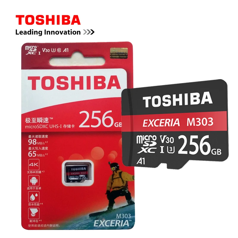 Toshiba EXCERIA M303 слот для карт памяти 256 ГБ 128 Гб 64 Гб U3 Class10 4K UltraHD V30 TF флеш-карты памяти Microsd карты 98 МБ/с. A1 microSDXC