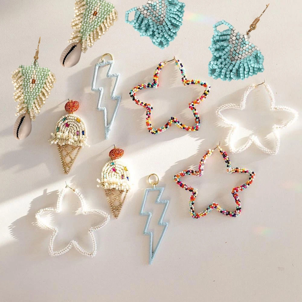 

Dvacaman Big Tassel Statement Earrings 2019 Summer Long Beaded Drop Earrings for Women Handmade Resin Earrings Trendy Jewelry