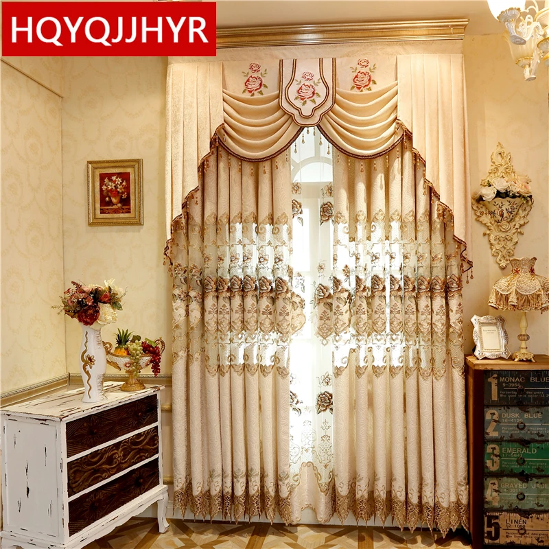 

European and American style luxury embroidery high shade curtains for bedroom high-grade jacquard curtains for living room