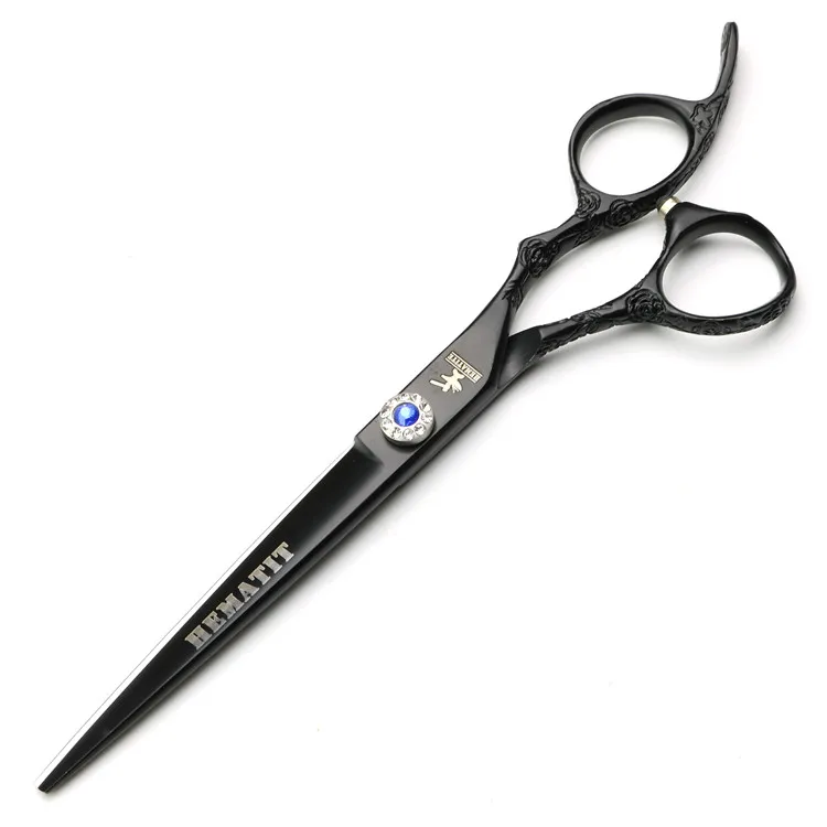 7 дюймов черные Парикмахерские ножницы Япония 440C ножницы для волос резная Роза профессиональные ножницы для резки и филировочные ножницы набор - Цвет: Cutting scissors