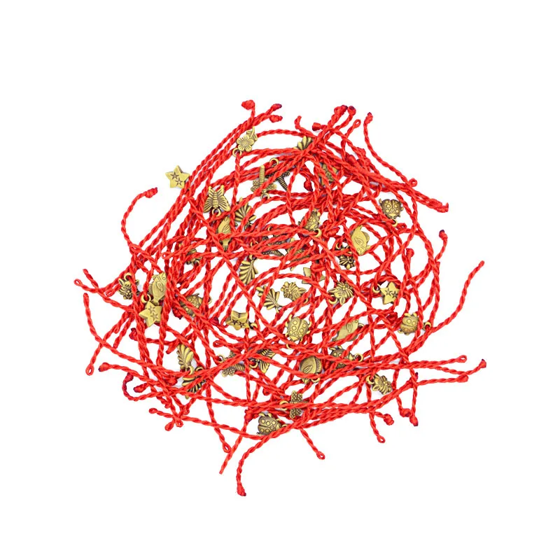50 шт Случайная Красный веревочный браслет 19 см плетение ручной работы веревка животное растение листья бабочка дождь звезда копия дерево 3D пчела