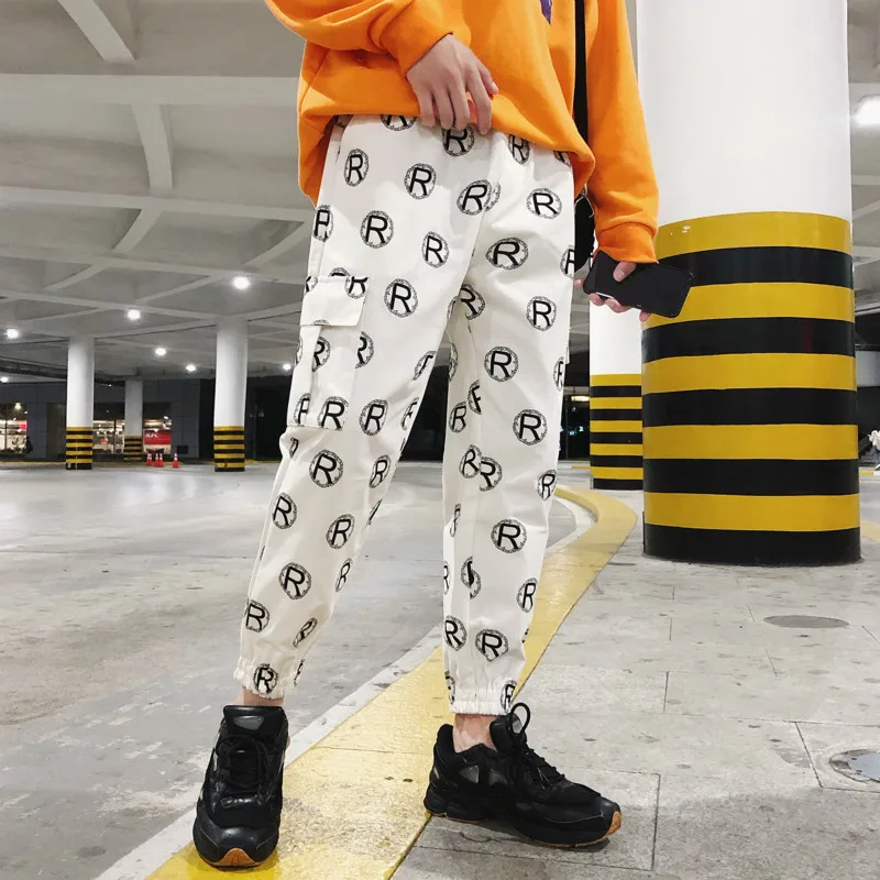 Fashion Men's Casual Pants Autumn New Loose Straight Overalls Pants Nine Pants S-2XL Black White Couple Pants Youth Popular Wild Fashion Men's Casual Pants Autumn New Loose Straight Overalls Pants Nine Pants S-2XL Black White Couple Pants Youth Popular Wild