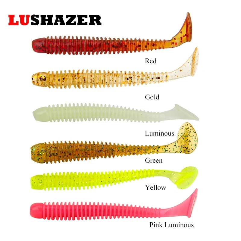 

10pcs/bag LUSHAZER soft fishing baits 70mm 1.2g fishing soft lure China soft plastic lures maggot fishing tackle free shipping