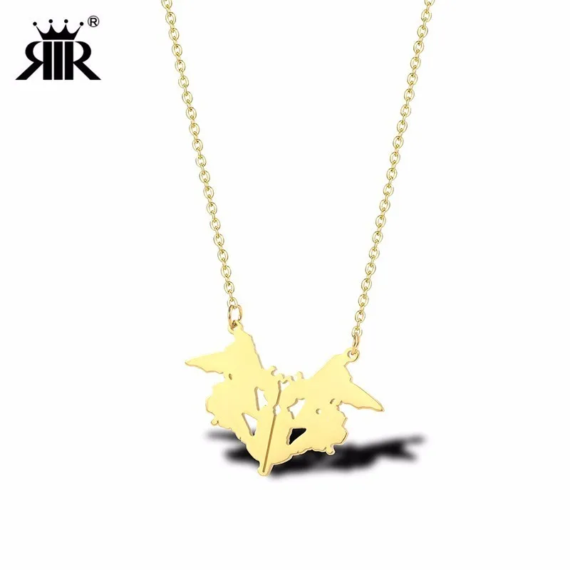 

RIR Stainless Steel Rorschach Test Card Psychology Necklace Science Art Statement Jewellery Necklace Graduation Gift