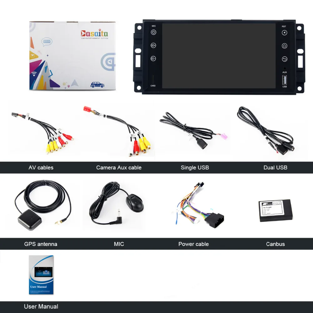 Cheap Dasaita 7" Android 8.1 Car GPS Player Navi for Jeep Chrysler Dodge with 2G+16G Quad Core NO DVD Radio Multimedia 4G 5