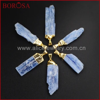 

BOROSA Gold Color Rough Natural Kynite Pendant WX017 Druzy Jewelry for Necklace