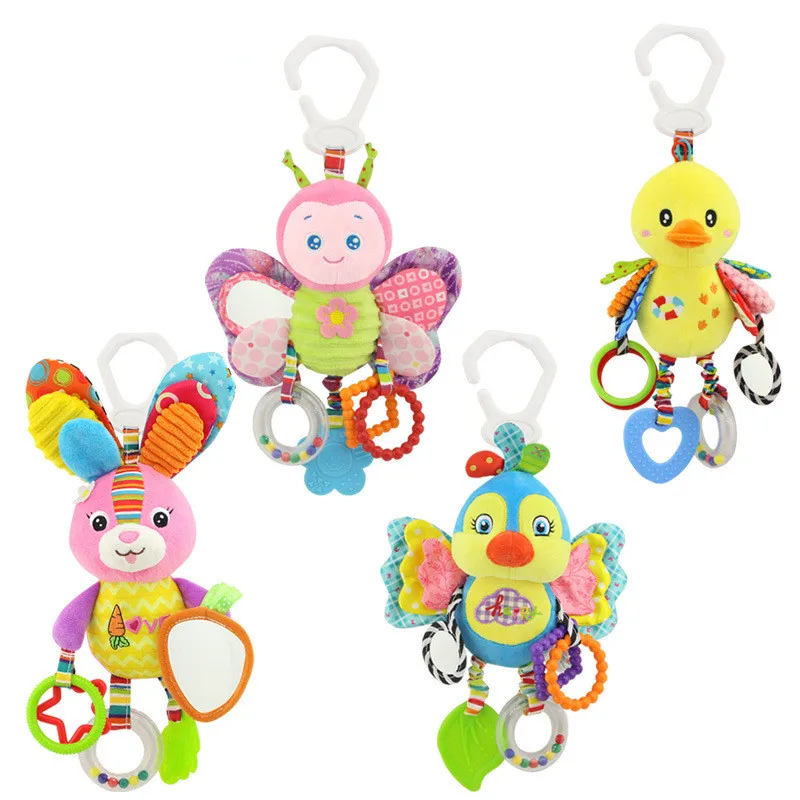 

Cute Baby Newborns Bed Stroller Hanging Toys Teether Rattle Plush Animal Pram Toys Early Education Boy Girl Kids Birthday Gift