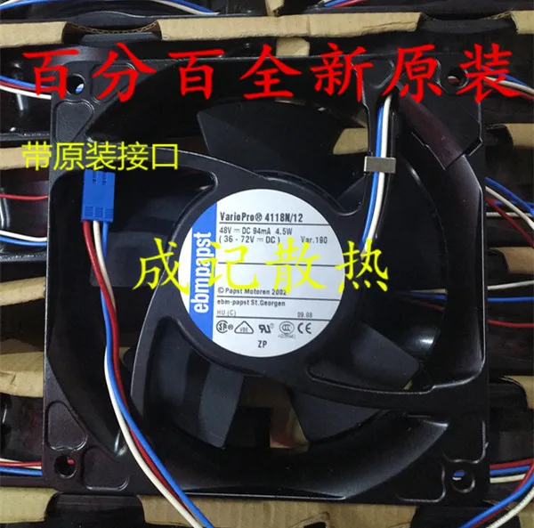 

ebm-papst 4118N/12 DC 48V 4.5W 120x120x38mm 3-wire Server Cooler Fan