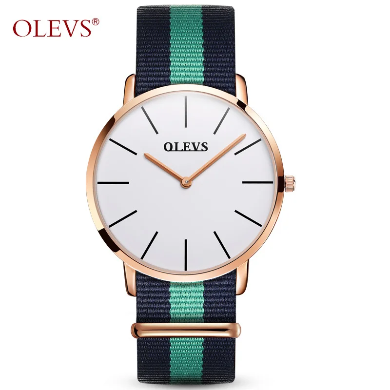 

OLEVS Ultra-thin Canvas Strap Men Watches Simple Waterproof Quartz Watch Male Clocks Gold Dial Wristwatches For Man/Woman B5868