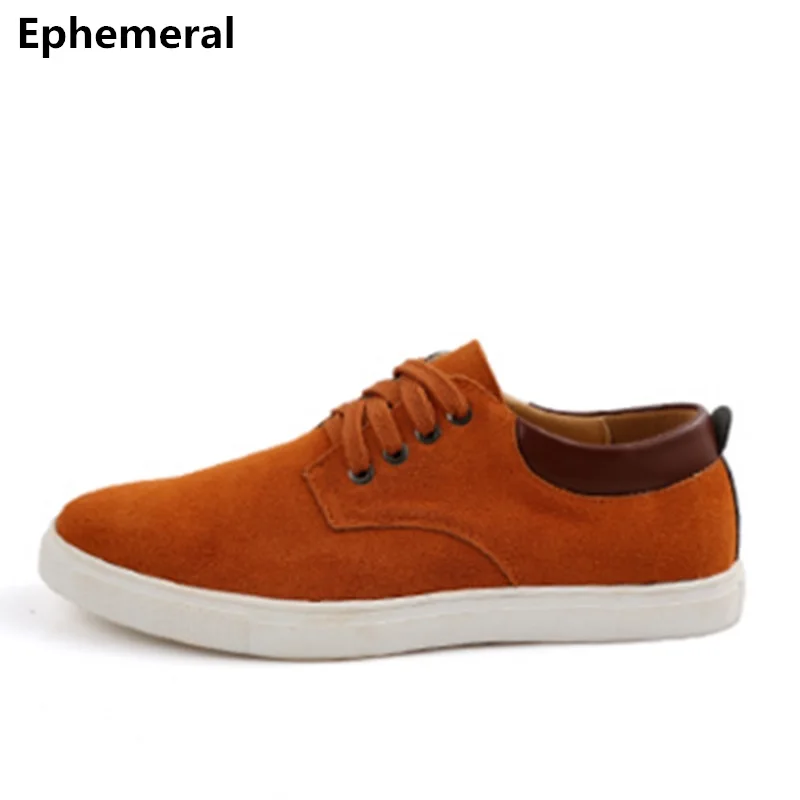 

Plus size 49 48 38 high quality cow suede men shoes lace-up luxury brand 2017 new fashions low top man shoes camel black purple