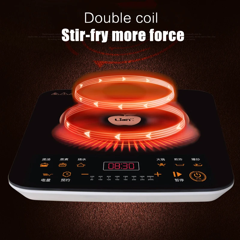 

2019 Drop Shpping Black 5pcs Scheduled Time Luxury Smart Touch High Concentration Double Coil Porridge Cooking Boiled Water