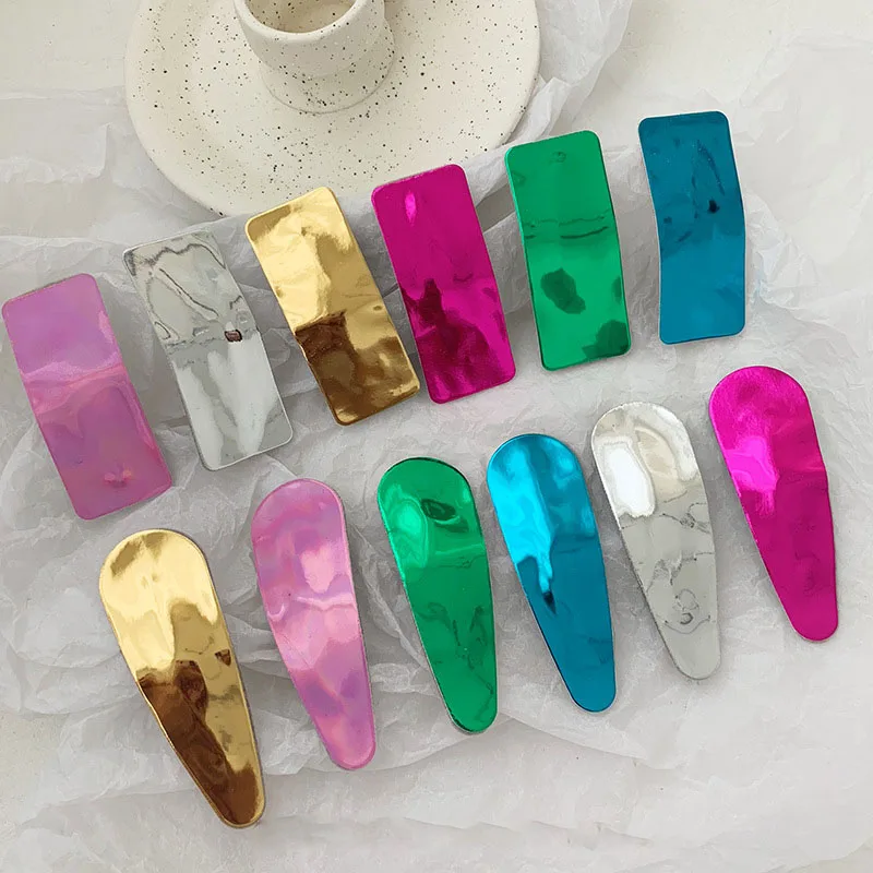 

Ins Dazzle Bling Bling Fluorescence color Geometric Square Drop Hairpins For Women Fashion Hair Accessories Colorful Hair Clips