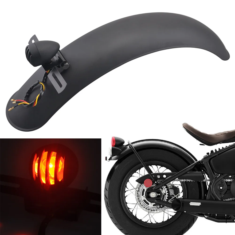 

Motorbike Grill Tail Brake Light License Plate Holder+Retro Rear Mudguard Fender Combo For Harley Bobbers Choppers Cafe Racer