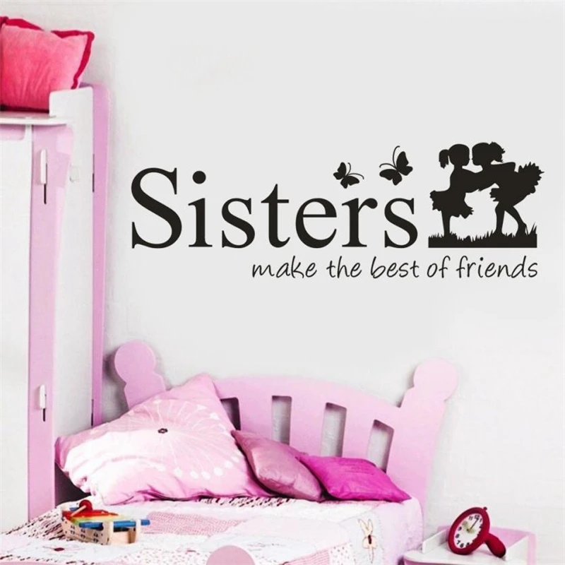 2018 New Creative Sisters Wake The Best OF Friends PVC Wall Sticker Home Decor DIY Art Non-toxic Removable Wall StickersC0331#2302