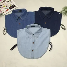 2017 Fake Collar Shirt Vintage Blue Jeans Detachable Collar Vintage False Collars Nep Kraagje Blouse for Women Men Clothes Tops