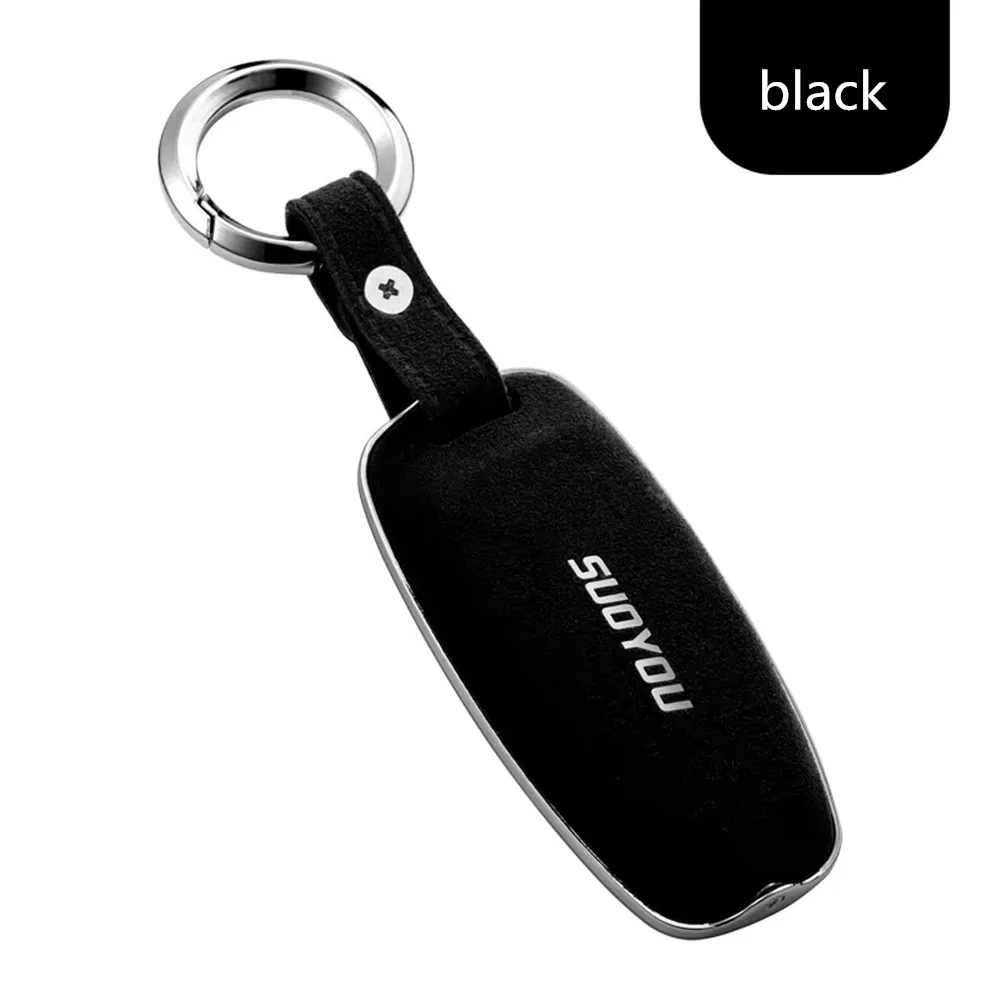 

key case cover keychain Genuine Leather+Galvanized Alloy for audi A6L A7 A8 Q8 2018 2019