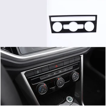 

lsrtw2017 titanium black stainless steel car air conditioner panel trims decoration for volkswagen t-roc 2017 2018 2019 2020