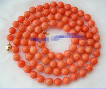 

grade latest word Love real Women Gift real stunning long 32" 8-9mm round crude pink coral necklace clasp 925
