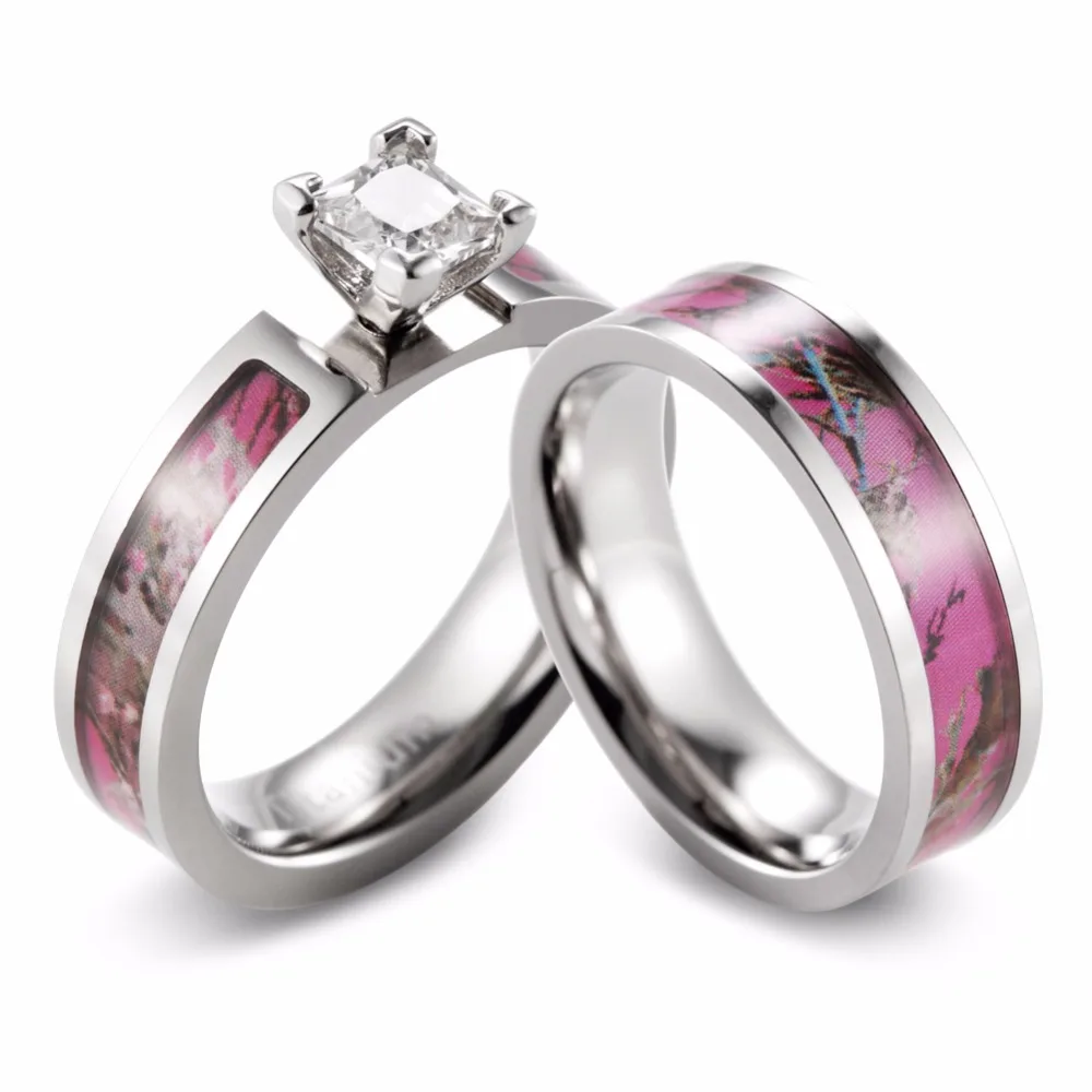 shardon women camo engagement ring set titanium 4 prong setting princess cz pink camo wedding band for women 2pcs - Pink Wedding Rings shardon women camo engagement ring set titanium 4 prong setting princess cz pink camo wedding band for women 2pcs - Pink Wedding Rings