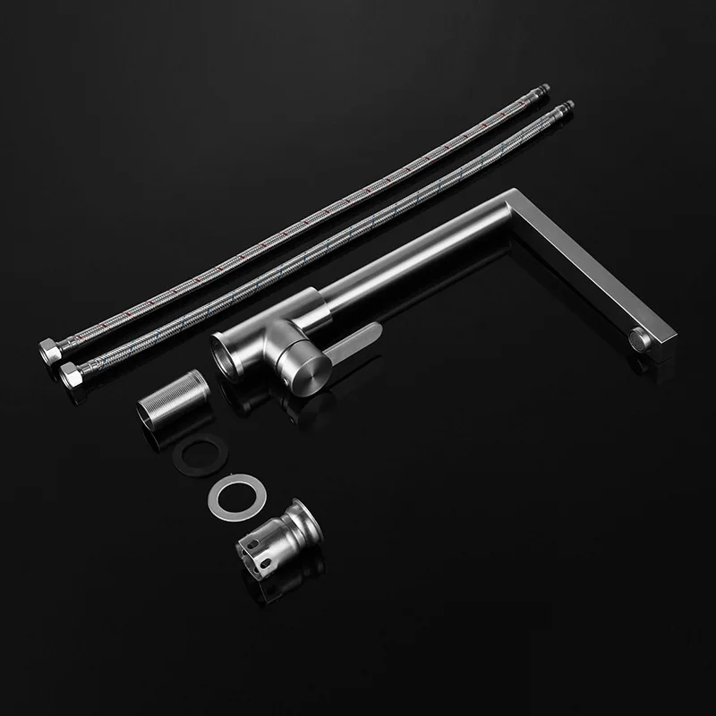 Stainless steel brushed kitchen faucet 360 degree rotation kitchen sink mixer water tap no paint no chromed original surface wall mount kitchen faucet