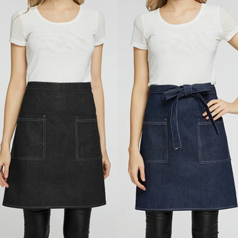 Blue Black Denim Waist Apron Barista Bartender Waiter Waitress BBQ Chef