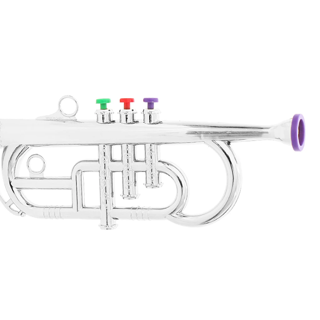 Kids Plastic Trumpet with 3 Colored Keys for Early Developmental Music Education Toy