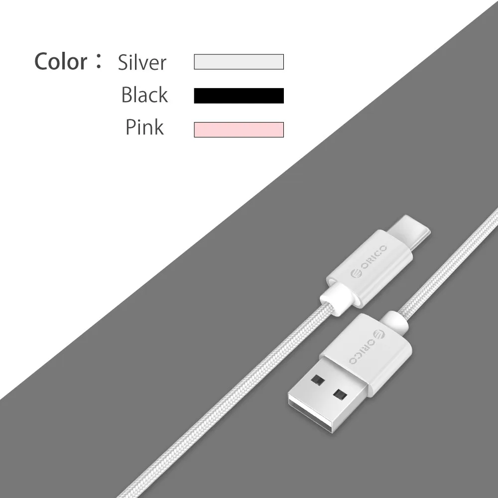 ORICO type-C USB кабель 2A USB C кабель передачи данных для быстрой зарядки type-C USB Кабель зарядного устройства для Nexus 5X, 6 P, OnePlus 2, Xiaomi USB-C