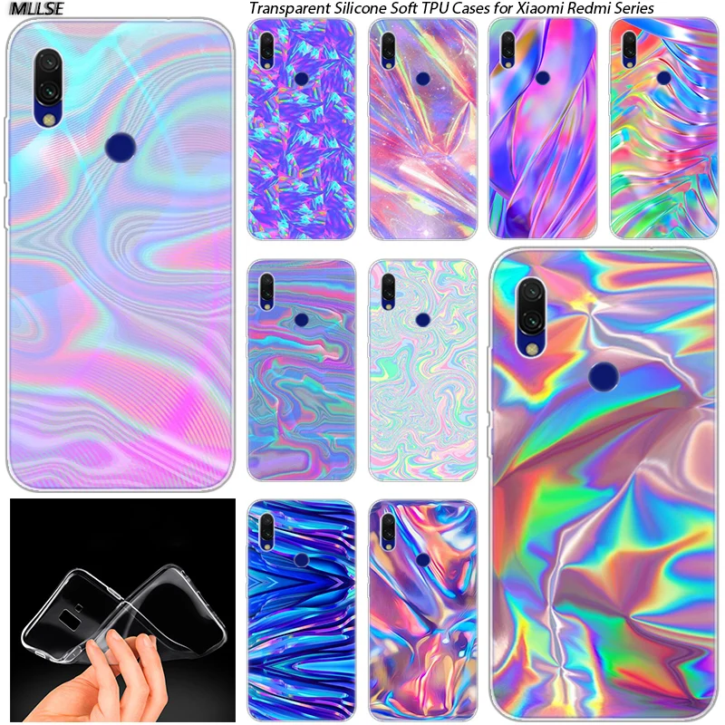 

Rainbow iridescent Soft Silicone Case for Xiaomi Redmi K20 7 7A 5 5Plus 6 6A S2 Note 8 7 6 5 Pro Cover