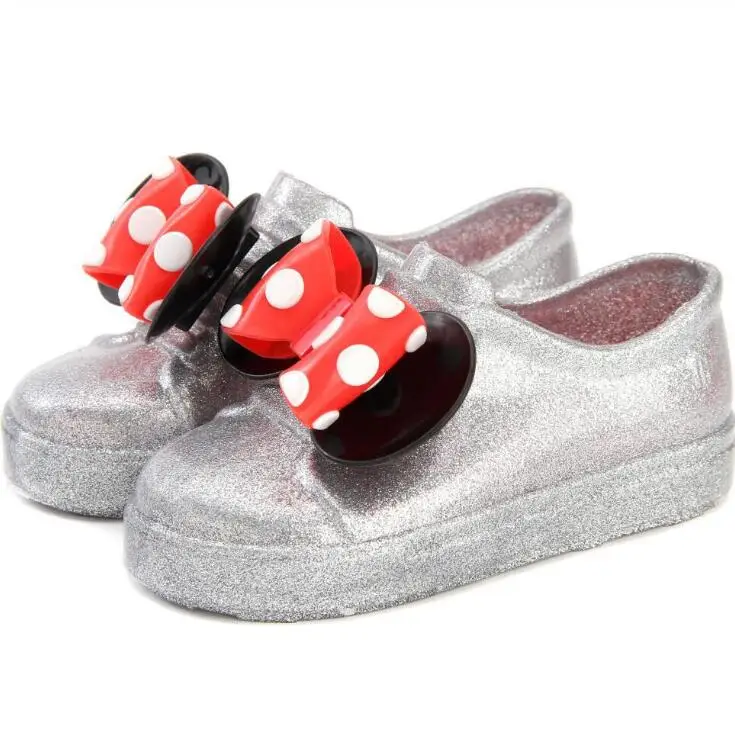 

2019 Rain Sports Mini Shoes Wave Point 2 Layer Bow Twins Mouse Slip-on Sandals New Winter Girl Jelly Girls Shoes