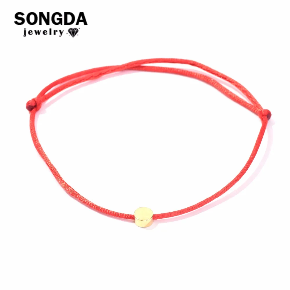

SONGDA New Style Real 24K Gold Circle Bracelet Multicolor Rope Adjustable String Lucky Bracelets for Women Men Kids Fine Jewelry
