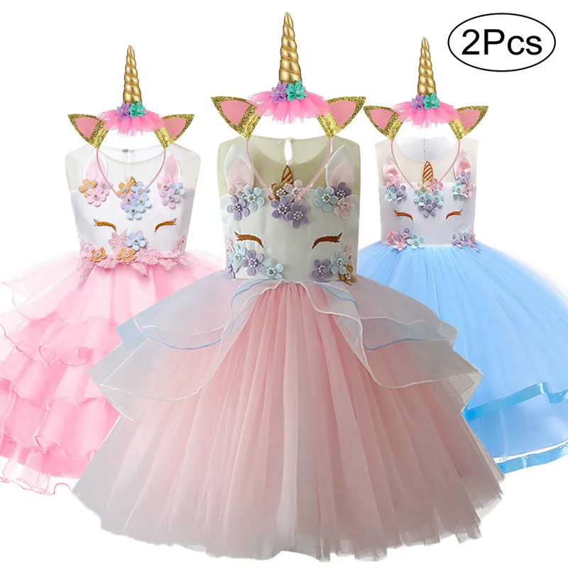 

Easter Girls Dress 2Pcs Kids Dresses For Girls Unicorn Party Dress Toddler Cosplay Princess Dresses 2 3 4 5 6 7 8 9 10 Year