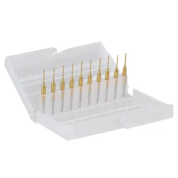 

1.0x3.175mm Gold Tungsten Steel and Titanium Coated Carbide PCB CNC Drill Bits Tool 10pcs