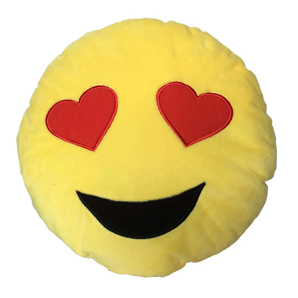 Soft Emoji Smiley Emoticon Yellow Round Cushion Pillow Stuffed Plush