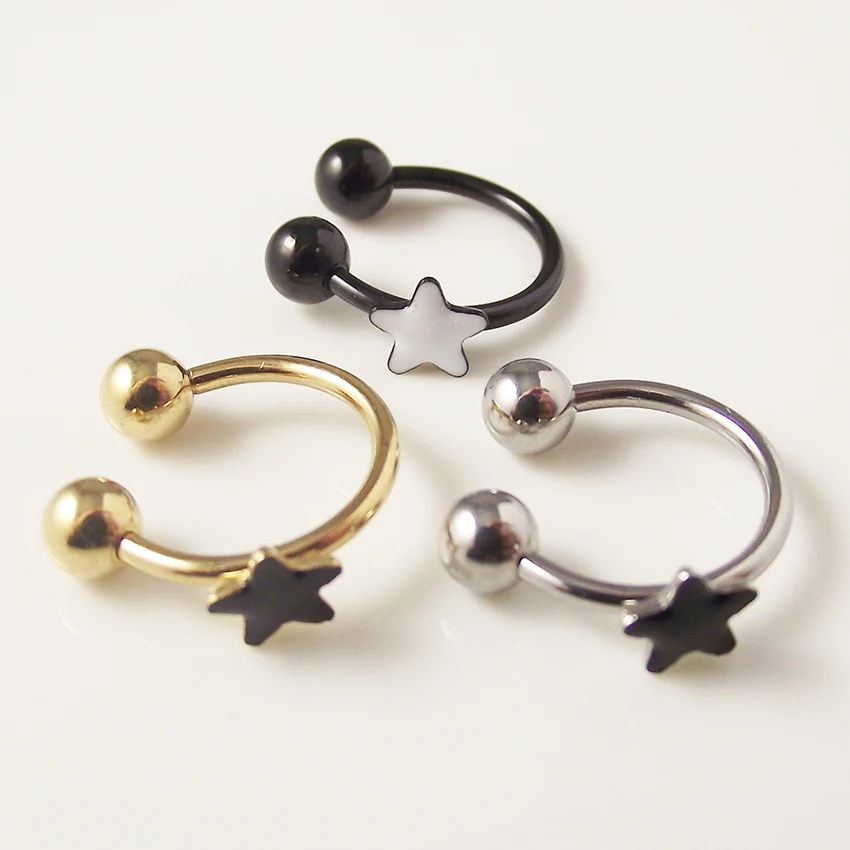 2 Pieces Surgical Stainless Steel Circular Barbells Horseshoe Oil Drip