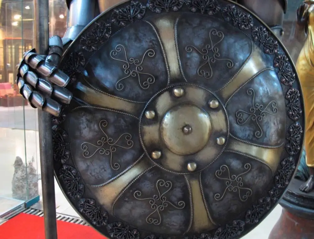 Китай Белый Медь Роман Зеленый Охранник Воин Рыцарь Щит Кираса Armor