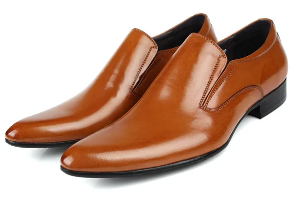 Черные/коричневые модельные туфли; мужские свадебные туфли для жениха; лоферы из натуральной кожи; мужская деловая обувь; Большие европейские размеры 45 - Цвет: Brown