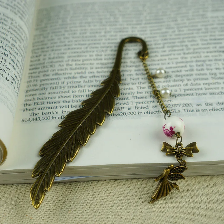 Ceramic Beaded Metal Hook Bookmarks Antique Bronze Metal Bookmark Page Marker Favor Gift Best