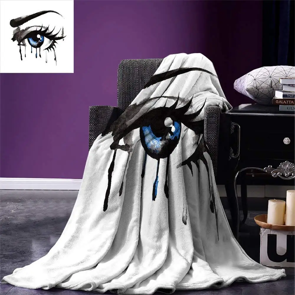 Eye Throw Blanket Dramatic Artwork of a Woman Eye with Dripping Paint