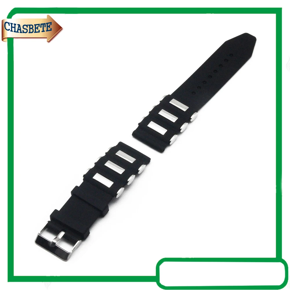 

Silicone Rubber Watch Band for Fossil Watchband 22mm 24mm Men Women Resin Strap Belt Wrist Loop Bracelet Black + Pin + Tool