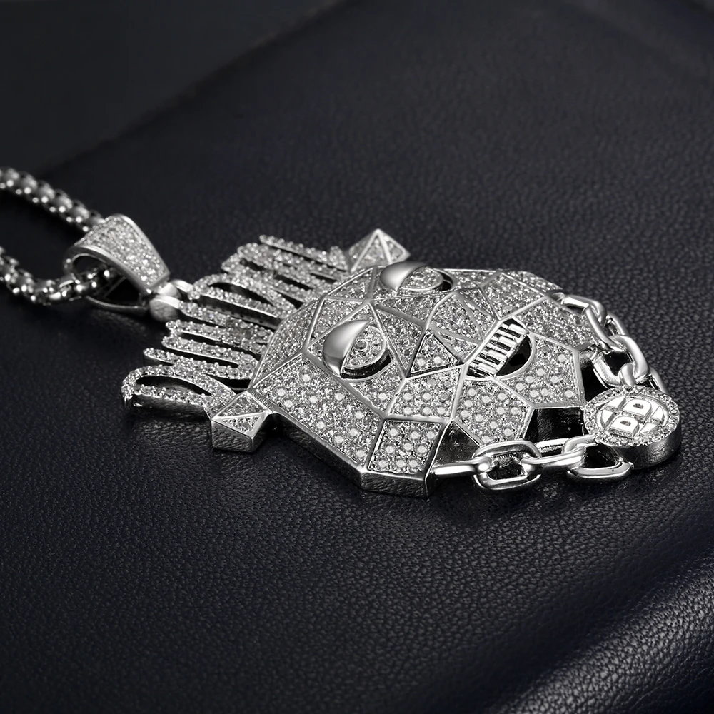 Custom Desgin hiphop Iced out jewelry  Lion Head Pendant With  Bling Cubic Zircon Men's Hiphop Necklace Jewelry For Gift (5)