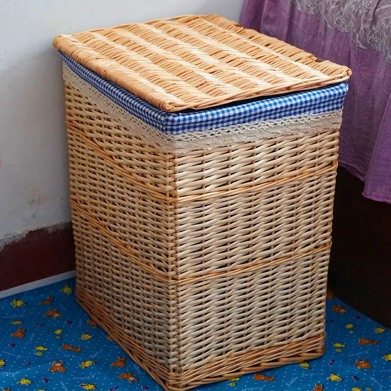 

2019 Laundry Basket Round Shape Large Capacity with Cover Eco-friendly Baskets Storage Bins Dirty Clothes Wicker Storage Boxes