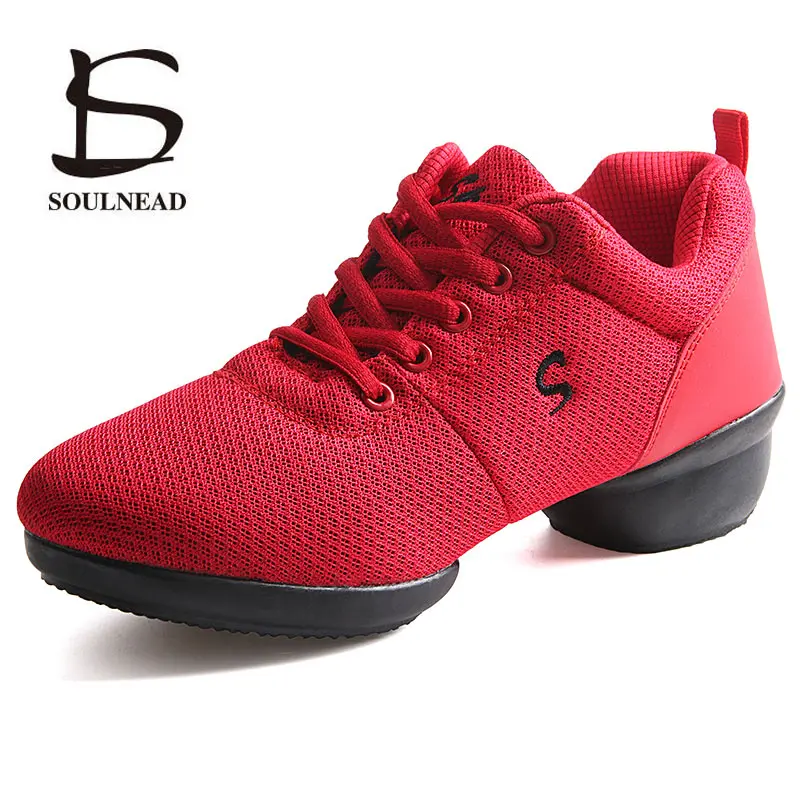 

Jazz Dancing Shoes For Women Ladies Red Black Sports Feature Modern Dance Sneakers Girls Hip Hop Practice Teacher's Dance Shoes