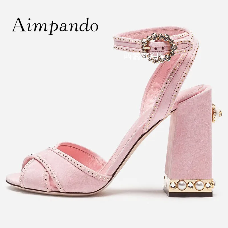 

2019 Sexy Gladiator Sandals Woman Open Toe Ankle Strap Rivet Rhinestone Buckle High Heel Shoes Women Party Shoes