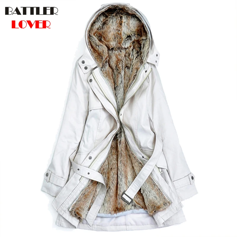 2018 Winter Fur Lining Women Long Hooded Parkas Female Down Jacket Ladies Wadded Coat Womens Warm Coats Mujer Femme Long Parka