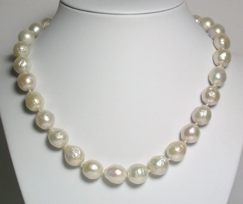 

18 HUGE NATURAL AAA 11-13MM south seas kasumi white pearl necklace