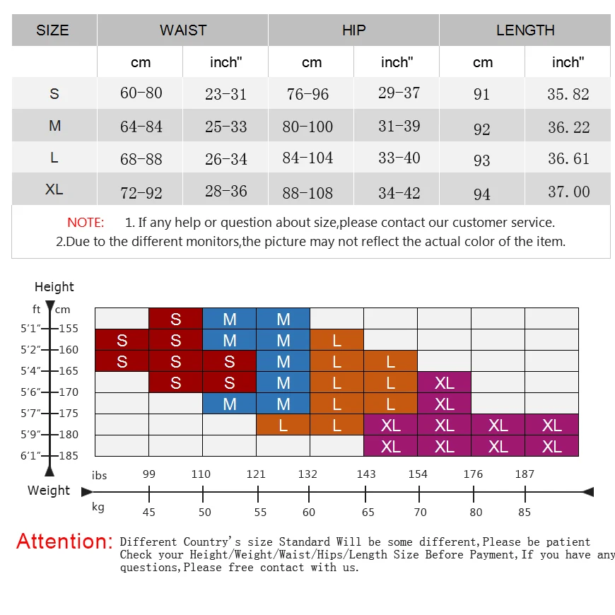 LUX1-LUX3-SIZE TABLE