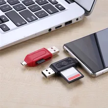 2 w 1 USB czytnik kart OTG losowy kolor Micro USB OTG TF pamięci karty SD czytnik kart adaptery telefon rozszerzenia nagłówki wtyczka tanie tanio NONE Zewnętrzny CN (pochodzenie) Wszystko w 1 Wiele w 1 Karta SD Karta TF Micro SD sd card reader Micro and USB 2 7V-3 6V
