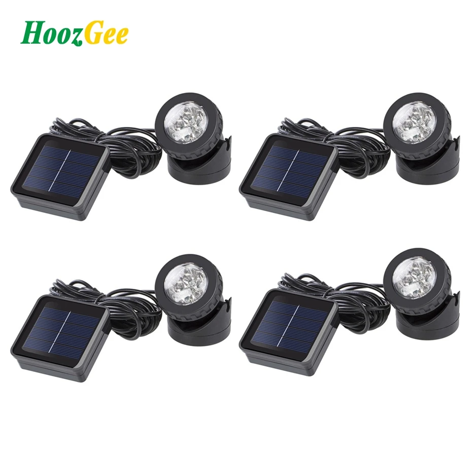

HoozGee Solar Spotlights Outdoor 6 LED Underwater Projection Lights Garden Pond Lighting Ni-MH Battery 1.2V 600mAh